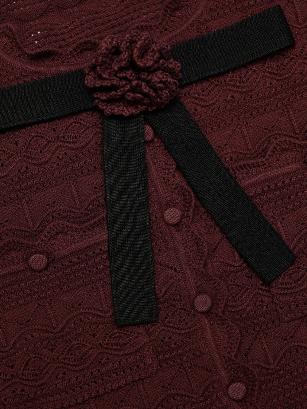 Self Portrait Brown Pointelle Knit Top With Matching Mini Skirt Set - Picture 6 of 16
